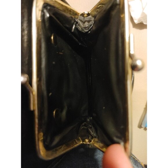 Metro Crossbody Travel Bag Black Kiss Lock Coin Pouch Vintage Medium Size - Picture 3 of 9